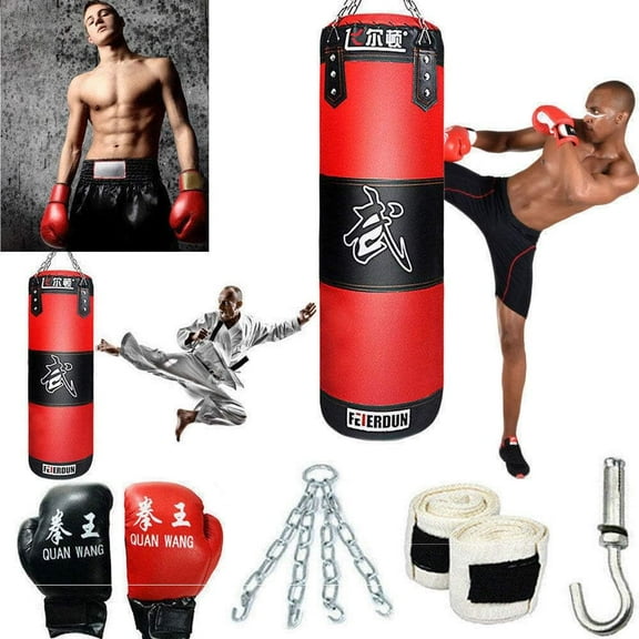 Full Heavy Boxing Punching Bag (Empty), Training Gloves Speed Set Kicking MMA Workout, Taekwondo Training Fitness Heavy Boxing Workout, Muay Thai Kick Bag, Home Gym