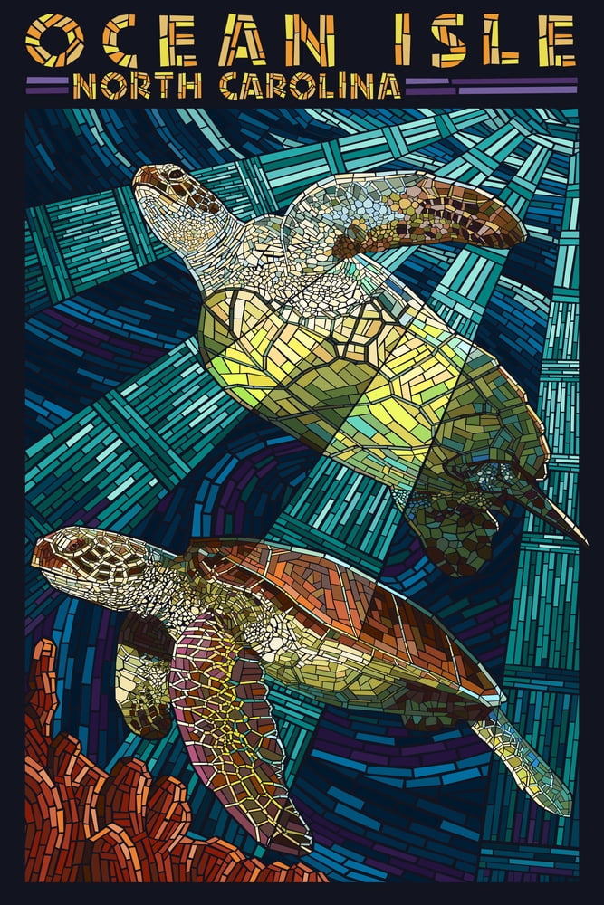 Ocean Isle, Calabash, North Carolina, Sea Turtle Paper Mosaic (16x24