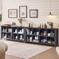 thumbnail image 4 of Joaxswe 8 Cube 2-Tier Open Wooden Bookshelf Toy Storage Organizer, Blue Console Closet Bookshelf, Hallway TV Stand for Entryway, 4 of 9