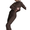 thumbnail image 1 of xiaxaixu Women's Spring Loungewear Set, Solid Color Ribbed Long Sleeve Tops + Elastic Waist Pants 2 Pieces Sleepwear, 1 of 9