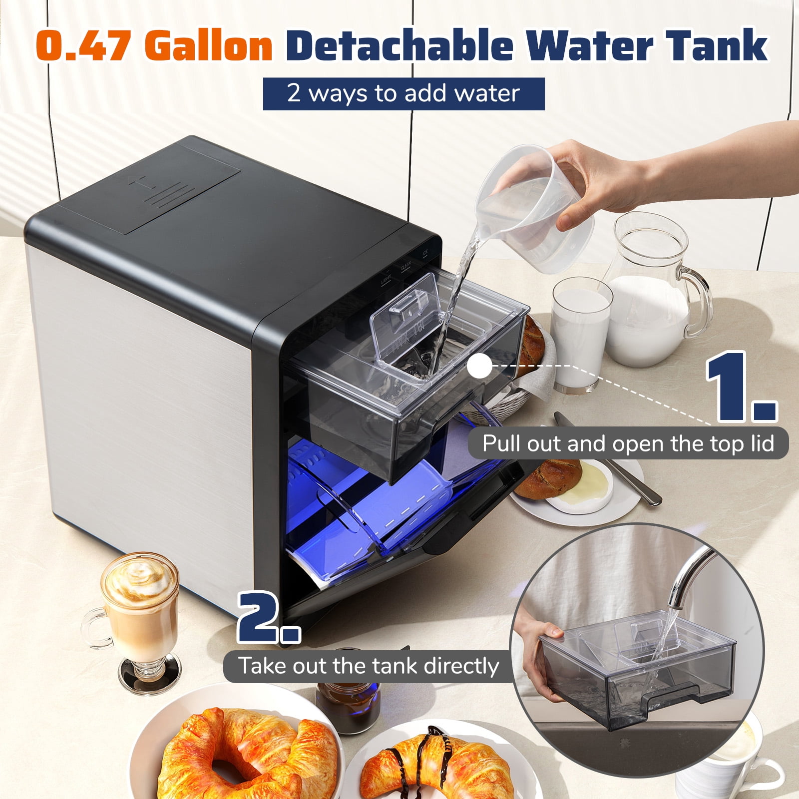 Gymax Portable Nugget Ice Maker Countertop w/ Self-Cleaning One-Touch Operation