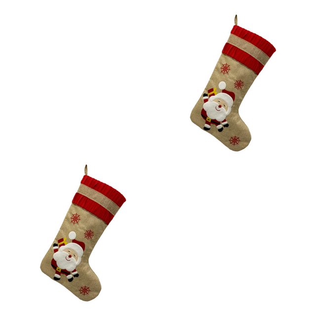 Kearding Calcetín de Navidad Colgando Lino Pared Ventana Regalos Bolsa Dulces Almacenamiento Calcetín Oficina Fiesta Decoración Colgantes Anciano 2Conjunto
