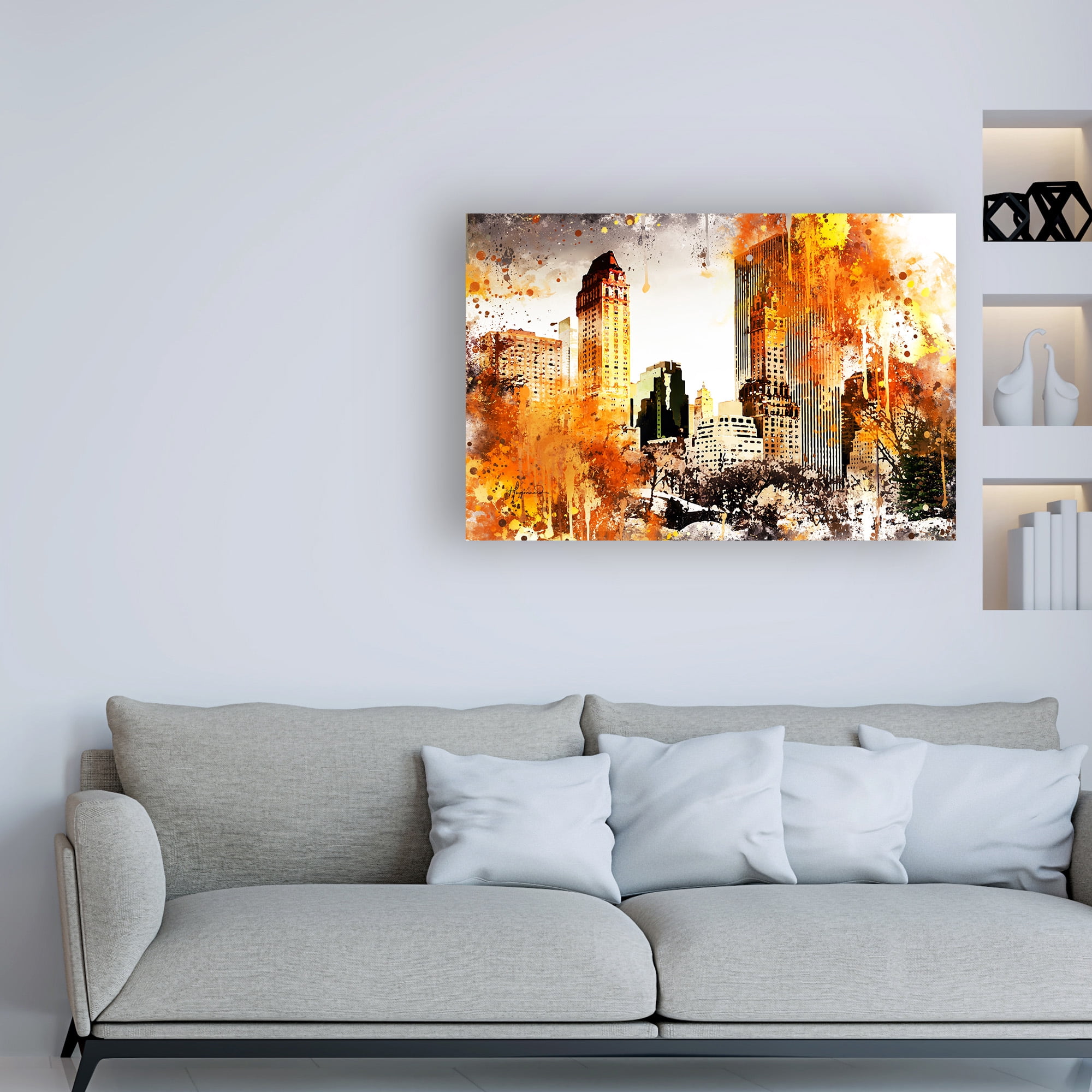 Trademark Fine Art 'NYC Watercolor Collection - Golden Central Park' Canvas Art by Philippe Hugonnard