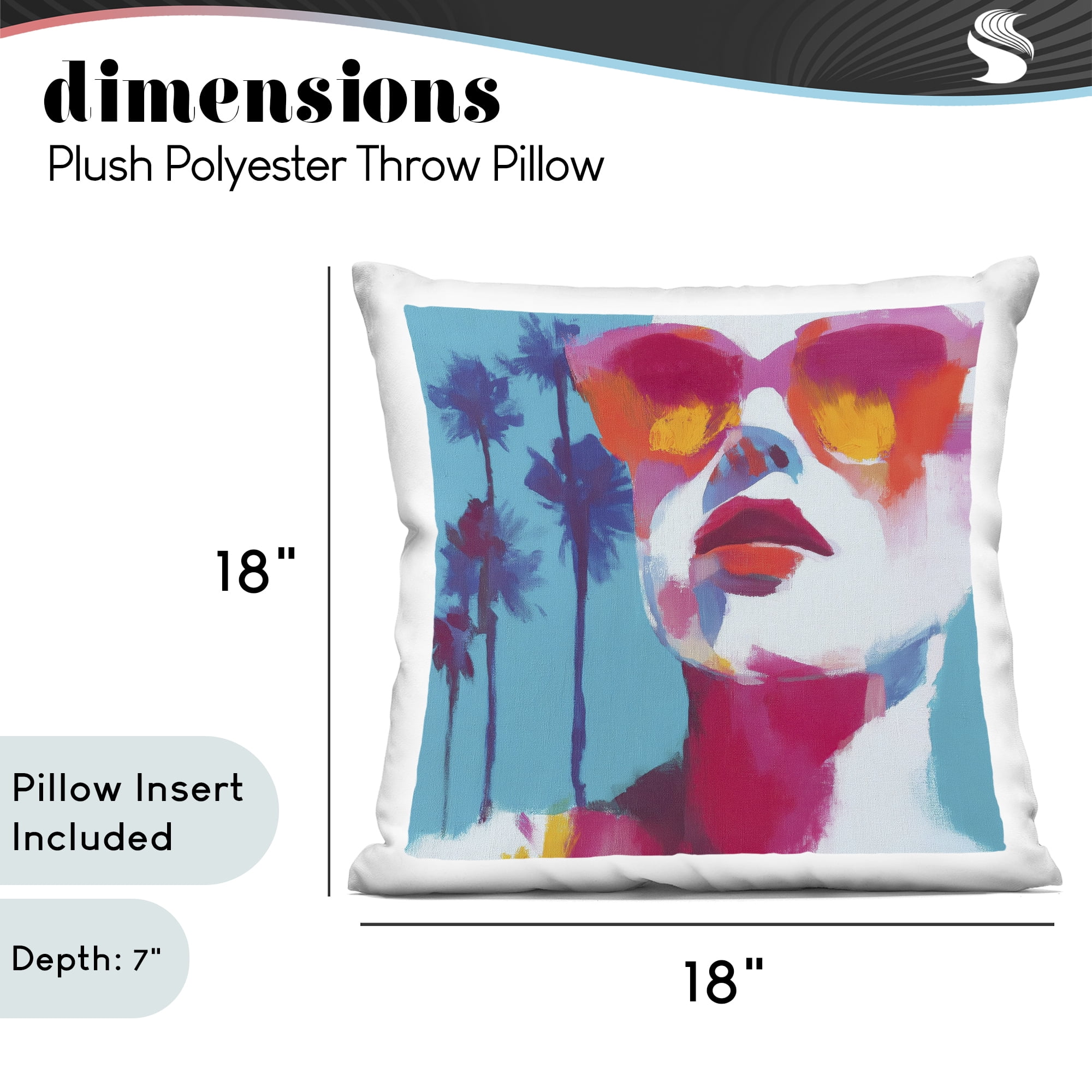 Stupell Industries Expressive Palm Tree Gaze Decorative Printed Throw Pillow, design by Chromatic Storm Studio, 18 x 7 x 18