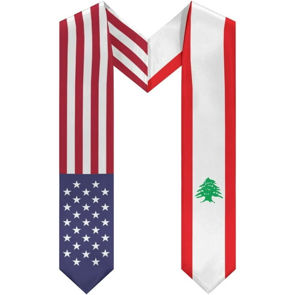 DABOYOZHZH Lebanon Mix United States Flag Graduation Stole Sash For Study Aboard International Students