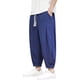 thumbnail image 1 of Pantalones informales de verano de algodón rectos y holgados para hombre - Transpirables, color liso, cintura elástica - Para el día a día/trabajo, 1 of 8