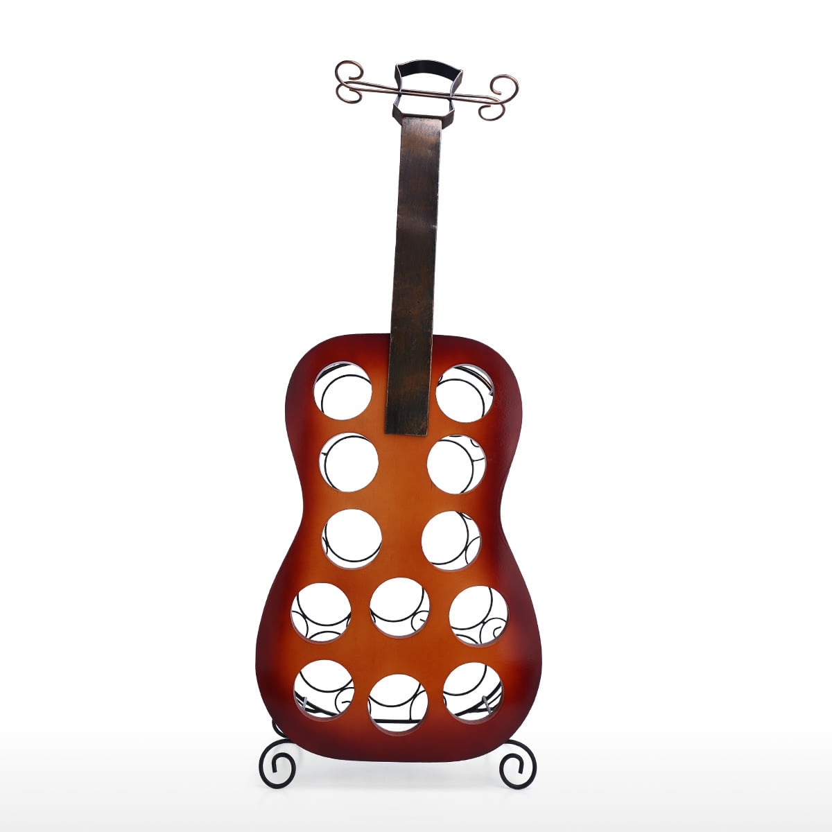 Tooarts 12 Bottles Guitar Wine Rack Large Guitar Art Decoration Creative Wine Rack Sturdy Iron and Wood Handmade Craft Display and Storage Rack Home Decor Walmart