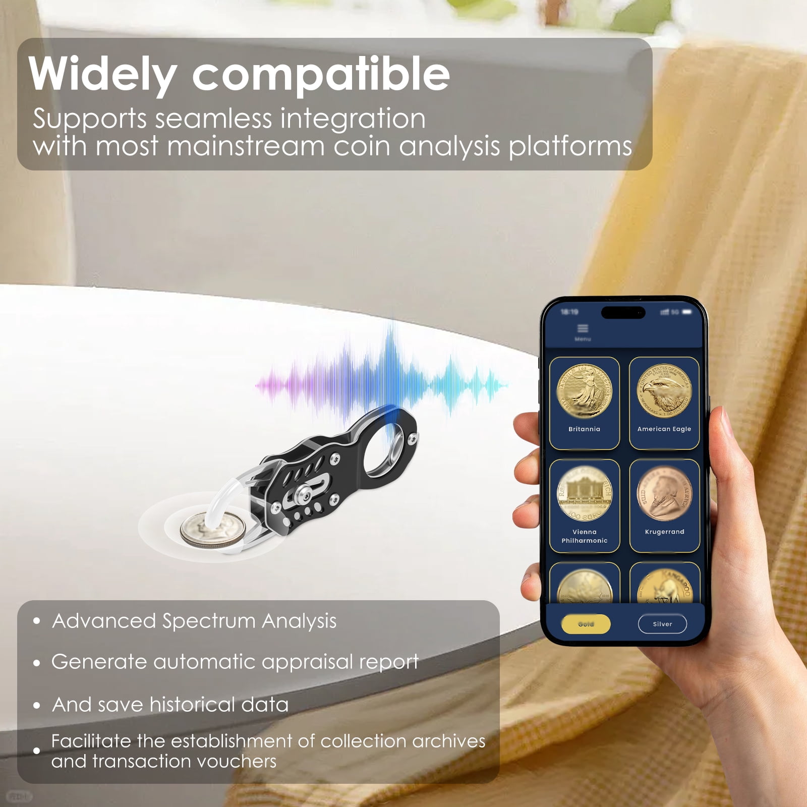 Pocket Coin Tester Kit Portable Gold and Silver Coin Ping Testing Integrate Acoustic Magnetic and Dimensional Detection