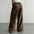thumbnail image 6 of Women's Corduroy Wide Leg Pants Stretchy Waist Button Casual Loose Fit Pocket Design, 6 of 9