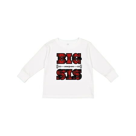 

Inktastic Big Sis Buffalo Plaid Sister Gift Toddler Toddler Girl Long Sleeve T-Shirt