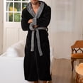 thumbnail image 2 of GFDYREE Men's Warm Fleece Robe with Hood, Plaid Big and Tall Bathrobe, 2 of 7