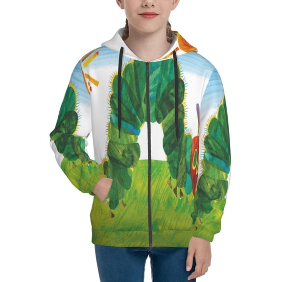 Youth Hungry Caterpilla Zip Up Graphic Hoodie with Pockets Comfort Long Sleeve Soft Hoodies