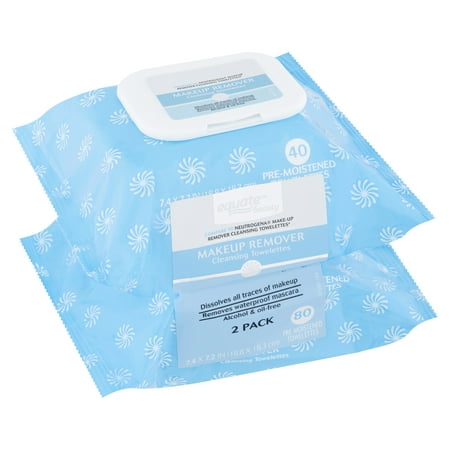 Equate Beauty Makeup Remover Cleansing Towelettes, 80 Count, 2 (Best Korean Makeup Remover Wipes)