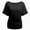 Black, variant on Womens Short Sleeve Boat Neck Side Shirring Dolman Drape Top
