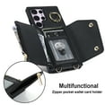 thumbnail image 6 of Crossbody for Samsung Galaxy S24 Ultra Phone Case for Women, Wallet Case with Credit Card Holder Shoulder Strap & Wrist Lanyard Shockproof Purse Back Flip 360 Ring Holder Kickstand Case,Black, 6 of 9