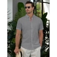 thumbnail image 6 of sogami Men's Breathable Cotton Linen Short Sleeve Button Down Summer Shirt, 6 of 8