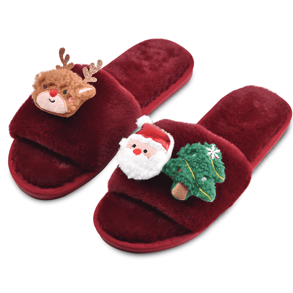 Women Fuzzy Slippers Cozy Soft Lightweight Memory Foam Indoor House Shoes Xmas Gifts for Womens Her Mom