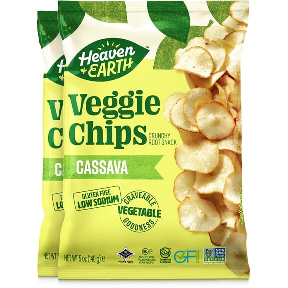 Heaven & Earth Cassava Chips, 5oz 2 Pack Gluten Free, Non GMO