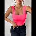 thumbnail image 4 of Top Corto Sexy Sin Mangas Ajustado con Tirantes Básicos para Mujer 2025 Rojo Rosa M, 4 of 7