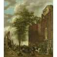 thumbnail image 3 of Willem Pieter Hoevenaar 12x14 Black Modern Framed Museum Art Print Titled - The Slijpsteenmarkt (Whetstone Market), Amsterdam (1835), 3 of 5