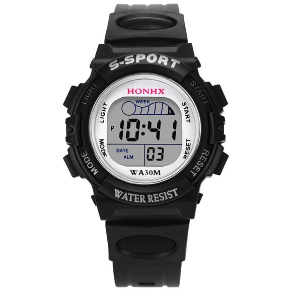 NovaStitch Men's Digital Sports Watch with Silicone Band, Electronic Wrist Watch with Large Number Display, Stopwatch Watch for Running - Black