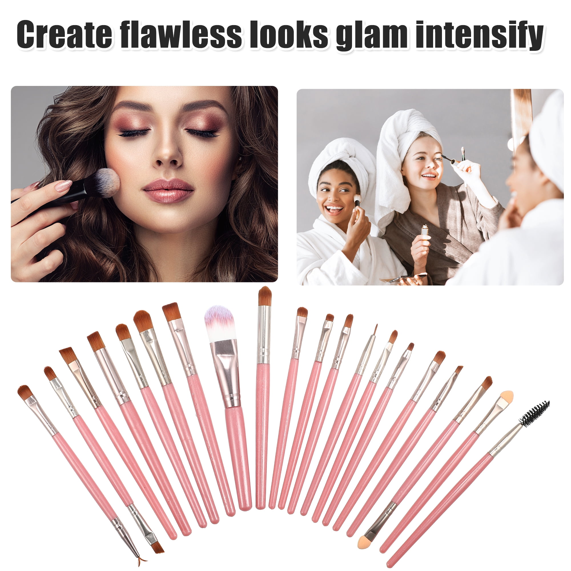 Unique Bargains 1 Set Travel Makeup Brush Set for Concealer Blush Pink
