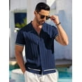 thumbnail image 3 of COOFANDY Men's Knit Shirt Short Sleeve Casual Button Down Shirt Vintage 90S 80S Knitted Beach Tops, 3 of 8