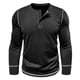 thumbnail image 3 of Blusas y camisas de manga larga con cuello redondo para hombre, blusa informal de moda con bloques de color, manga larga, cuello redondo, blusa de poliéster, algodón y poliéster., 3 of 8