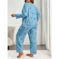 thumbnail image 4 of ValueVibe Plus Size Pajama Sets for Women 2 Piece Crew Neck Long Sleeve Lounge Sets Floral Print Sleepwear with Pocket, Blue 1XL, 4 of 8