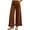 Brown-#027, variant on Women's Corduroy Ruffle Baggy Pants 2026 Ruffle Hem Wide Leg Pants Elastic Waist Denim Pants Boyfriend Baggy Palazzo Pants