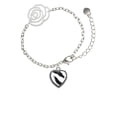 thumbnail image 2 of Delight Jewelry Silvertone Enamel Zebra Print Heart Silver-tone Flower Link Chain Bracelet, 6.75"+2" Extender, 2 of 4
