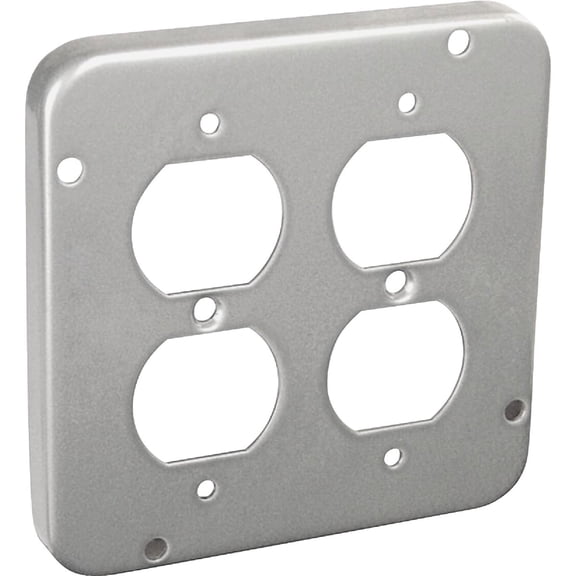 Hubbell Square Cover 4-11/16 In. Exposed Work 2 Duplex Receptacles