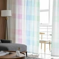 thumbnail image 4 of Blue Pink Plaid Semi Sheer Curtains 72 Inch Length 2 Panels Set, Pastel Green White Buffalo Patchwork Sheer Kitchen Curtain Privacy Voile Window Curtain for Living Room Bedroom Rod Pocket Drapes, 4 of 7