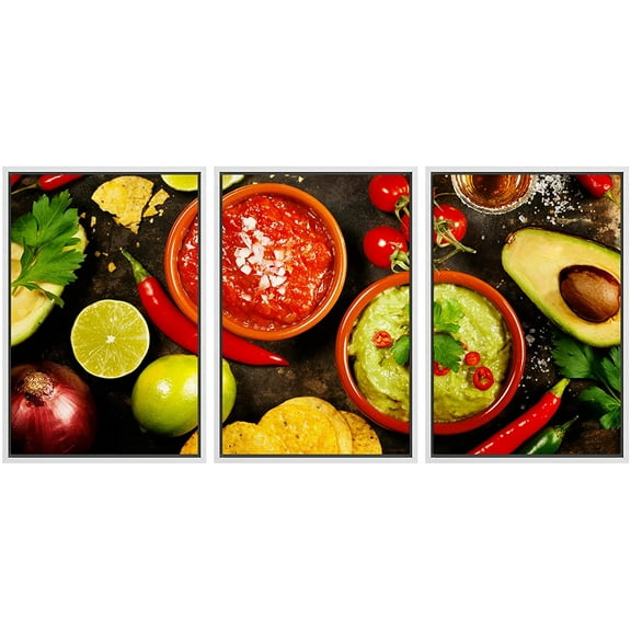 wall26 - Mexican Food Concept - Framed Canvas Art Wall Art - 16"x24"x3 WHITE