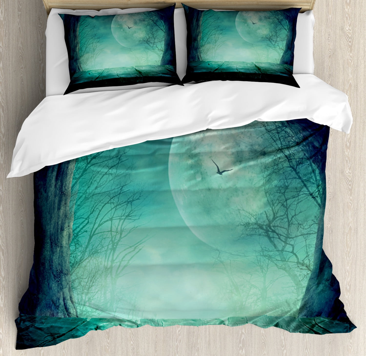 Halloween Duvet Cover Set Twin Size, Spooky Teal Forest Moon and Vain  Branches Mystical Haunted Horror Rustic Imagery Print, Decorative 2 Piece  Bedding Set with 1 Pillow Sham, Teal, by Ambesonne - Walmart.com