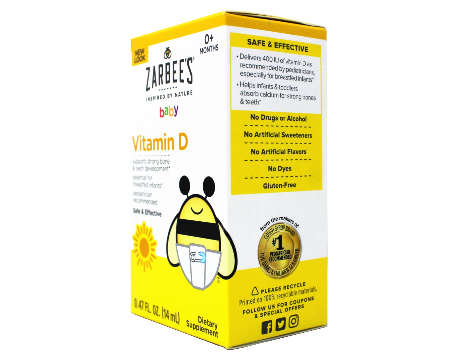 Zarbee's Naturals Baby Vitamin D Supplement Safe & Effective .47 oz, Pack of 2