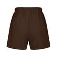thumbnail image 5 of Summer 2025 Wide Leg Cotton Linen Shorts for Women Drawstring Elastic Waist Breathable Casual Loose Fit Shorts with Pockets Brown,2XL, 5 of 6