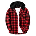 thumbnail image 3 of TKKCS Mens Hooded Plaid Flannel Shackets- Daily Wear Long Sleeve Buttons and Zipper Pockets Button Down Fall Winter Casual Shirt Jackets Red Size L, 3 of 9