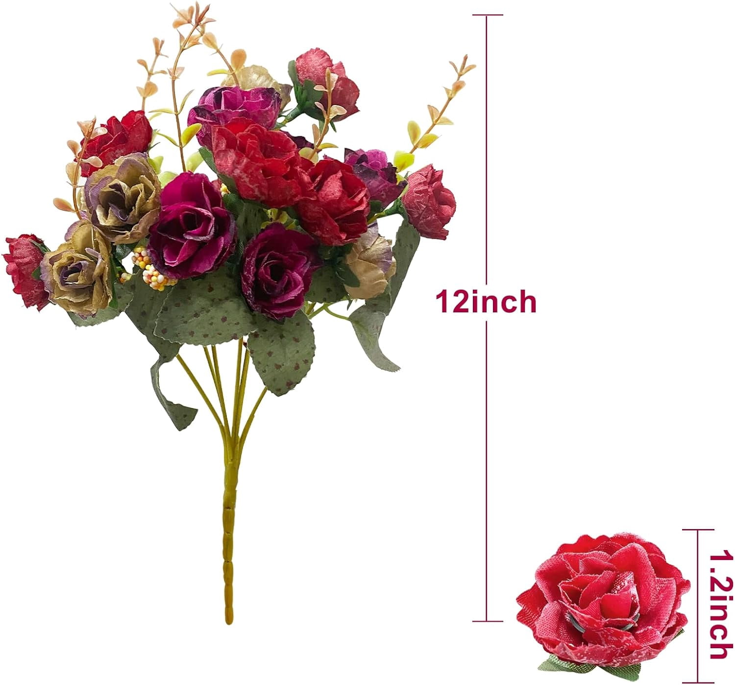 63 Heads Rose Artificial Flowers Bouquet 3 Bundles Fake Flowers for Cemetery Decorations Silk Flowers Fake Rose Home Decor Wedding Bouquet Faux Flower Summer Decor(Purple)