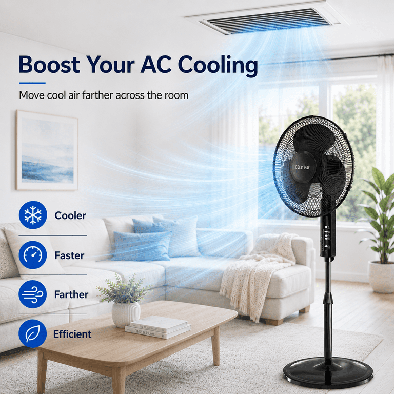 Qunler 16-Inch Pedestal Fan with Remote, 10-Hour Timer photo 4