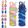 thumbnail image 1 of Botella de agua deportiva de silicona plegable de 500 ml [2 piezas], botellas para acampar y caminar, sin BPA, fácil de llevar, para viajes, gimnasio, ciclismo, botella de agua retráctil, 1 of 5