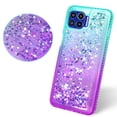 thumbnail image 3 of Moto One 5G Case, Moto G 5G Plus Case, Moto One Lite Case with Tempered Glass Screen Protector SOGA Diamond Liquid Quicksand Cover Cute Girl Women Phone Case - Teal / Purple, 3 of 5