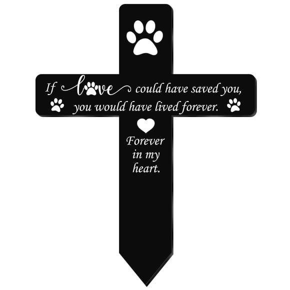 Lápida con forma de cruz conmemorativa para perro, impermeable, acrílico