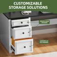 thumbnail image 4 of Uforic Farmhouse 61" Computer Desk with Hutch,  Executive Desk with LED Lights &Storage Cabinet, White, 4 of 9