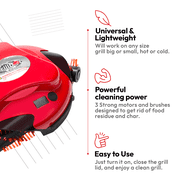 Grillbot Automatic Grill Cleaning Robot with 3 Powerful Nylon Grill Brushes and Carry Case (Red)