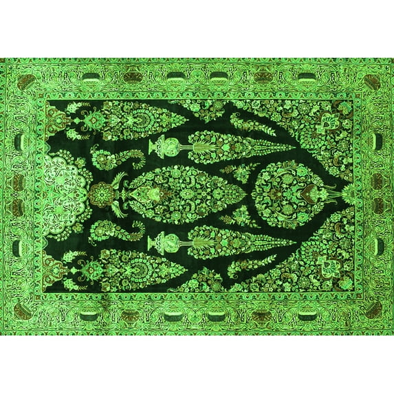 Ahgly Company Indoor Rectangle Persian Green Traditional Area Rugs, 2' x 3'