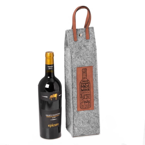 Bey Berk Wines of The World Felt Wine Tote w/ Black Accents