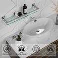 thumbnail image 6 of Woindo Bathroom Glass Shelf with Full-coverage Railing, Floating Tempered Glass Bathroom Wall Shelf Rectangle 24 Inch Shelves Chrome Polished Bracket Mount Modern, 6 of 9
