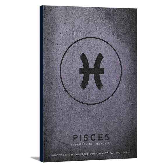 Pisces - Astrological Sign - Zodiac - Lantern Press Artwork (24x36 Gallery Wrapped Stretched Canvas)