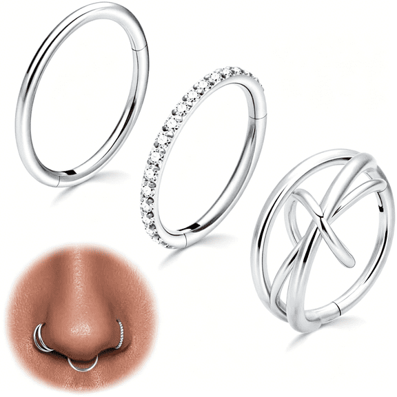 DESIGNICE 20G 18G 16G 12G Nose Ring Hoop Conch Rook Daith Helix Tragus Piercing Jewelry 316L Surgical Steel Cartilage Earring Conch Hoop Earring Septum Jewelry Belly Lip Ring 5Mm to 14Mm